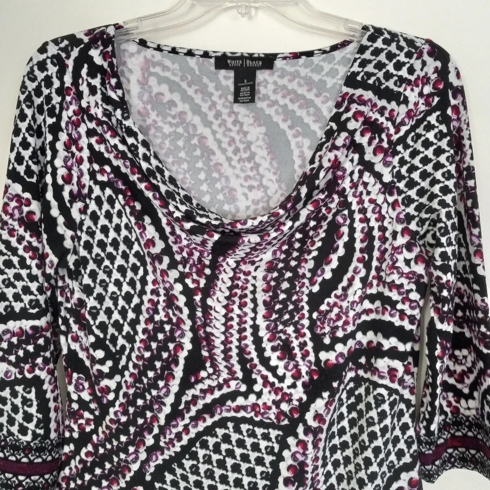 White House Black Market drape neck print tunic size S